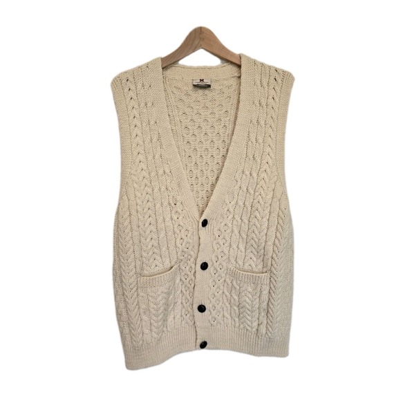 Carraig Donn Other - Carraig Donn Mens Size XL Wool Knit Fisherman Sweater Vest Ireland White